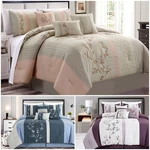 Chezmoi Collection Linnea 7-PIECE Cherry Blossom Floral Embroidery Comforter Set. Fixed Price $99.99.