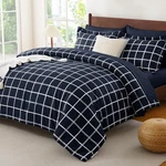 Cozylux King Size Comforter Navy Blue - 7 Pieces Plaid Bed Bag Set, .... Fixed Price $50.49.