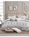 Peri Home Gray Panama Stripe F/q Comforter Set With Shams. Fixed Price $109.00.