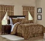 7-PIECE Jacquard Bedding Ensemble Copper Brown Woven Paisley Comforter Set. Fixed Price $99.99.