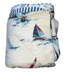 Vintage Nautica Queen Quilted Sail Boat Comforter Reversible Striped Usa. Fixed Price $69.99.