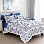 Floral Queen Comforter Set, 7 Piece Bed In Bag Size Blue Flowers On Whit. Fixed Price $82.99.