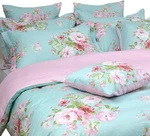 Shabby Floral Duvet Cover Set Pink Grid Cotton Farmhouse Bedding. Fixed Price $52.00.