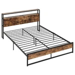 Industrial Platform Bed Frame With Charging Station Storage Headboard Queen Size. Fixed Price $129.99.