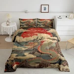 Oriental Dragon Comforter Set Japanese Style Bedding Queen, Mountai.... Fixed Price $86.39.
