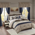 Delaney 24-PIECE Luxury Queen Comforter Set Navy Medallion Design. Fixed Price $193.99.