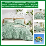 Chic Reversible Floral Comforter Set - 7 Piece Queen Size Bedding Ensemble. Fixed Price $55.79.