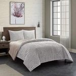 Dearfoams Drydon Stripe Plush 3 Piece Comforter Set Queen Mink Reverse. Fixed Price $116.57.