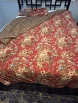 Ralph Lauren Vtg Chaps Summerton Red Floral/houndstooth King Comforter & 2 Shams. Fixed Price $159.00.