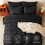 Cozylux Black Pinch Pleat Queen Comforter Set. Fixed Price $52.79.