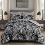 Djy Black Paisley Comforter Set Queen Size 7 Piece Reversible Bedding Microfiber. Fixed Price $101.76.