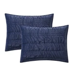 Mainstays Solid Navy Zig Zag Stripe Reversible Crystal Mink Pillow Shams, King. Fixed Price $19.99.