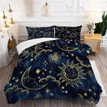 Celestial Blue Gold Comforter Set Queen - Boho Sun Moon Galaxy Bedding. Fixed Price $62.49.