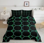 Hexagonal Bedding Set 3D Geometric Honeycomb Comforter Green Sz King. Fixed Price $52.00.