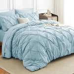Pintuck Bed Bag 7 Pieces Queen Size Light Blue Himeet Comforter Pinch Pleat. Fixed Price $89.99.