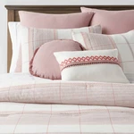8PC King Stripe Boho Comforter Set Mauve - Threshold. Fixed Price $39.99.