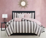 Juicy Couture Reversible King Bedding Set - Grey & White Stripe 6 Pieces. Fixed Price $171.99.