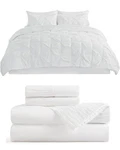 Bedsure King Comforter 7 Pc Sheet Set White - Bag Pintuck Bedding Nwot. Fixed Price $35.99.