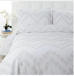 Concierge Collection Cotton Clip Comforter Set Size Full White/gray. Fixed Price $24.15.