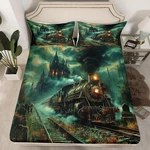 Train Fitted Twin Size,steam Locomotive Bedding Set,boys Girls Room Dec.... Fixed Price $44.48.