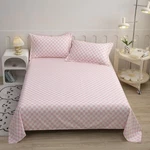 Modern Pink & White Plaid Queen Bed Sheet Set With 2 Pillowcases - 4 Pcs. Fixed Price $76.99.