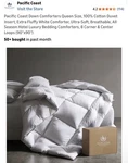 Pacific Coast Down Comforters Queen Size, 100% Cotton Duvet Insert, Extra Fluffy. Fixed Price $129.90.