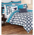 King Comforter New Directions Taylor 5 Pc Set Navy Turquoise White. Fixed Price $60.00.