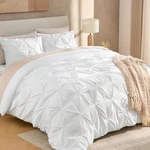 White Queen Comforter SET(90X90INCH), 3 Pieces Cute Pinch Pleat Bedding. Fixed Price $77.72.
