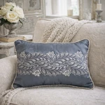 Croscill Seren Blue Boudoir Pillow 18X12 Embroidered Leaf Luxury Accent Throw. Fixed Price $27.95.