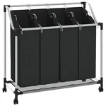 Laundry Sorter 3/4 Bags Basket Washing Clothes Bin Steel Cream/black Vidaxl. Fixed Price $63.99.