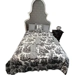 Waverly Black White Toile Queen Comforter Set French Country Pillows Cottage 8PC. Fixed Price $169.50.