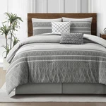 Elegant Grey Cotton Comforter Set Queen, 6-PIECE Lightweight Bedding. Fixed Price $233.99.