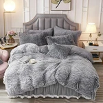 New! Ultra Soft & Plush Chic Grey Faux Shaggy Long Fur Fluffy Comforter Set. Fixed Price $158.32.