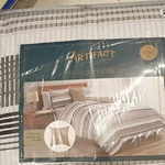 Artifact King Comforter Set Gray White Striped Polyester Shams Pillow Easy Care. Fixed Price $37.00.