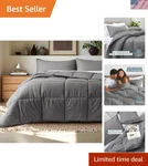 Queen Ultra-soft Goose Down Alternative Comforter Set All Season Grey Elegance. Fixed Price $102.99.