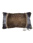 Croscill Persia Boudoir Pillow Chocolate Brown Slate Blue Tassels Jacquard. Fixed Price $30.00.