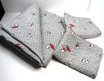 Vera Bradley Playful Penguins Queen Blanket & Shams (2) Gray Red White 100% Cott. Fixed Price $55.00.