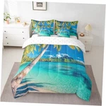 Tropical Hawaii Comforter Set 7 Piece,ocean Beach Bed In Queen Green Blue. Fixed Price $55.86.