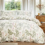 King Size Cotton Comforter Set 3 Piece Green Floral Botanical Bedding. Fixed Price $145.99.