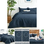 King Size Navy Blue Quilt Set Soft Bedspread Comforter Modern Coin Pattern 3. Fixed Price $71.39.