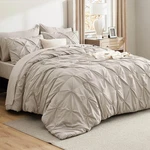 Oversized Queen Bag Solid Pintuck 7PCS Beige Bedsure Comforter Bedding. Fixed Price $104.99.