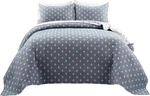 Lush Decor Quilt Set Cotton Leaf Pattern Year-round Design, Navy/off-white, King. Fixed Price $30.99.