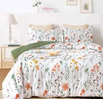 Full Size Comforter Set, White Yellow Floral, Green Leaf Pattern Print Reversibl. Fixed Price $59.95.