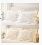 Nottingham Lace Frill Pillow Shams Set Country Cottage Victoria Rose Free Ship. Fixed Price $24.95.
