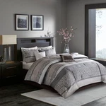 Melody Gray Taupe Striped 7-PIECE King Comforter Bed Set. Fixed Price $159.62.