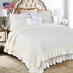Masaca Shabby King Size Comforter Set, Farmhouse Ivory Bedding Ruffled. Fixed Price $109.18.