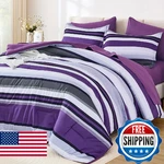 Wongs Bedding King Comforter Set Purple Bag 7 Pieces Striped All Season. Fixed Price $80.56.