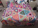 King Size Hand Made Granny Triangle Comforter. Each Is Different. Nice. Fixed Price $189.00.