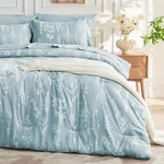 Queen Comforter Set 7-PIECE Mineral Blue Reversible Floral Ultra Soft Bed. Fixed Price $88.99.