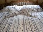 Lush Decor Hygge Striped Navy Blue & White Revisable 88"X 92" 3 Piece Quilt Set. Fixed Price $30.00.